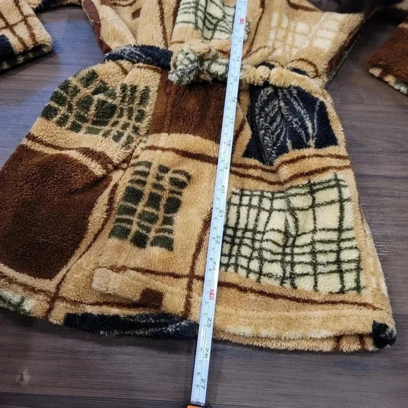 Boys Small S Hooded Plush Fleece Robe Tan Brown Soft Warm - Picture 4 of 8